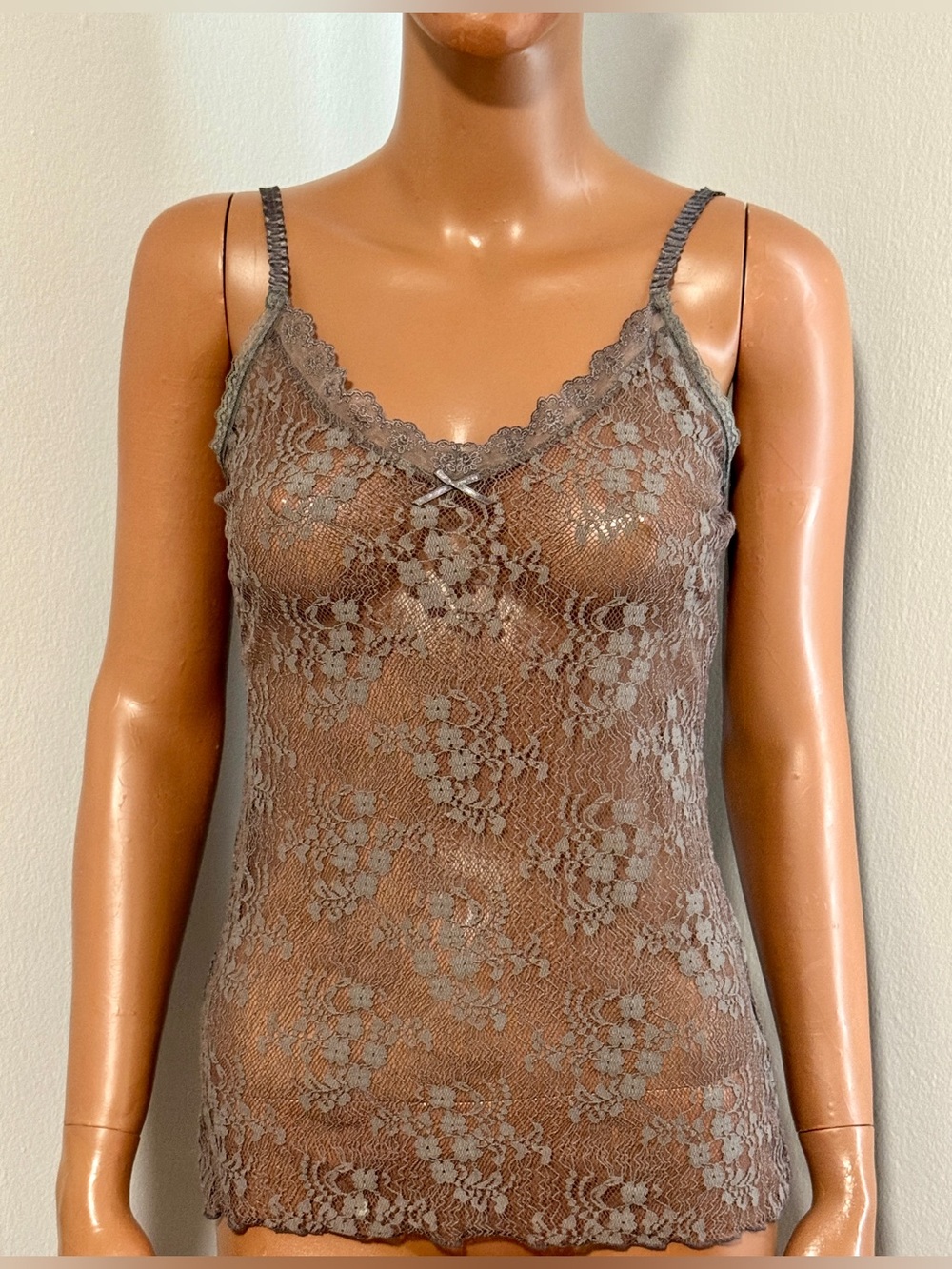 The Limited Vintage Lace Camisole Small Gray Tank Top Layering Sheer